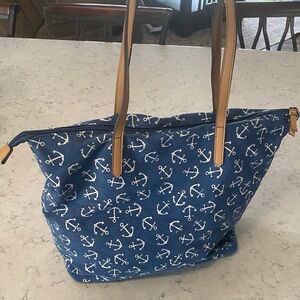 Anchor Pattern Blue Tote Bag